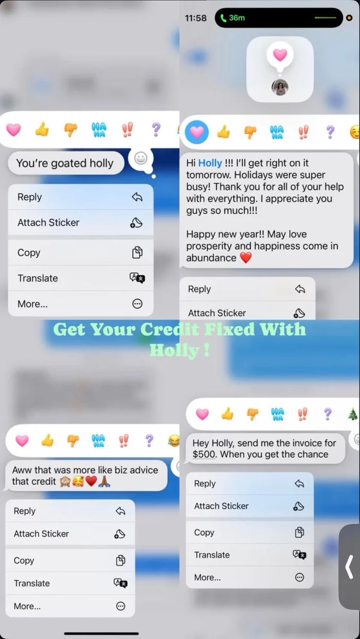 Client text: you are goated Holly, thank you for all of your help